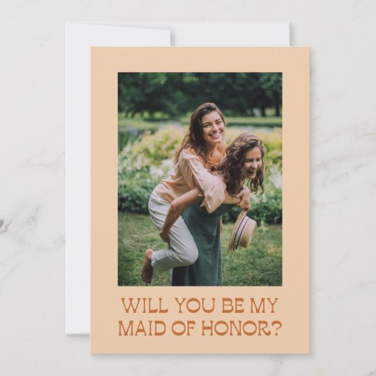 Groovy Retro 70s Maid of Honor proposal Photo Card (Voorkant)