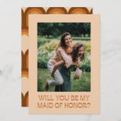 Groovy Retro 70s Maid of Honor proposal Photo Card (Voorkant / Achterkant)