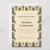 Groovy Retro 70s Olive Pattern Engagement Party Kaart (Voorkant)