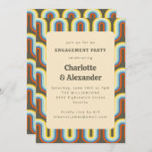 Groovy Retro 70s Olive Pattern Engagement Party Kaart (Voorkant / Achterkant)