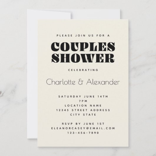 Groovy Retro 70s-ontwerp in Black Couples Shower Kaart (Voorkant)