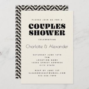 Groovy Retro 70s-ontwerp in Black Couples Shower Kaart