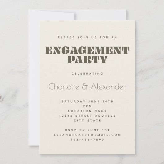 Groovy Retro 70s Ontwerp in Olive Engagement Party Kaart (Voorkant)