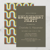 Groovy Retro 70s Ontwerp in Olive Engagement Party Kaart (Voorkant / Achterkant)