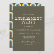 Groovy Retro 70s Ontwerp in Olive Engagement Party