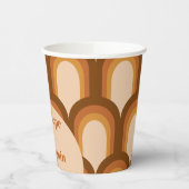 Groovy Retro 70s Pattern Brown Custom Name Wedding Papieren Bekers (Links)