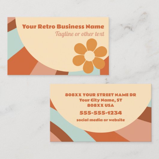 Groovy Retro 70s Psychedelic Hippy Flower Visitekaartje (Voorkant / Achterkant)