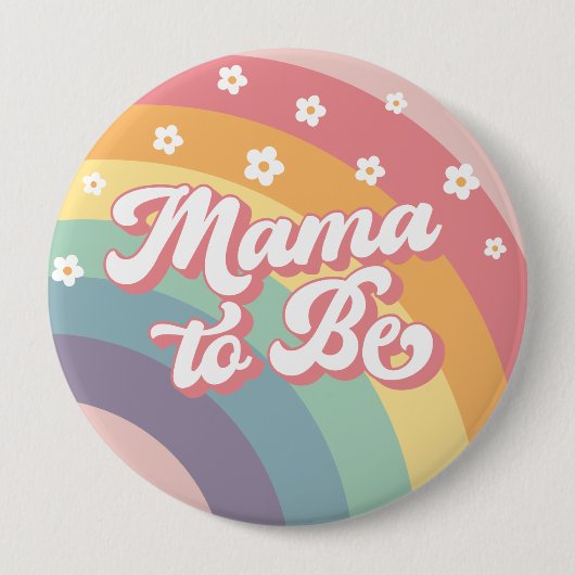 Groovy Retro 70s Rainbow Baby shower Ronde Button 4,0 Cm (Voorkant)