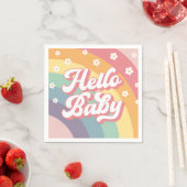 Groovy Retro 70s Rainbow Baby shower Servet (Insitu)