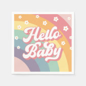 Groovy Retro 70s Rainbow Baby shower Servet (Voorkant)