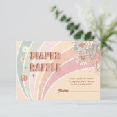 Groovy Retro 70s | Rainbow Diaper Raffle Informatiekaartje (Staand voorkant)