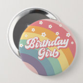 Groovy Retro 70s Rainbow Verjaardag Meisje Ronde Button 4,0 Cm (Voorkant /achterkant)