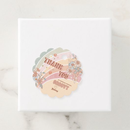 Groovy Retro 70s | Regenboog bedankt Bedankjes Labels (In situ)