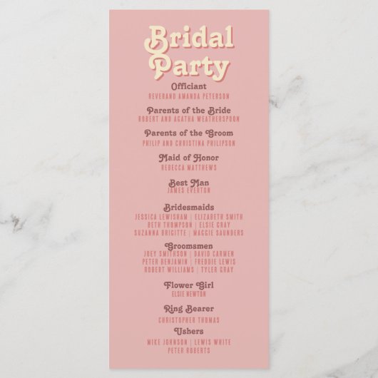 Groovy Retro 70s Summer Wedding Programma Programmakaart (Achterkant)