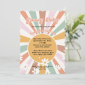 Groovy Retro 70s Sunshine Daisy Girl Baby Kaart (Staand voorkant)