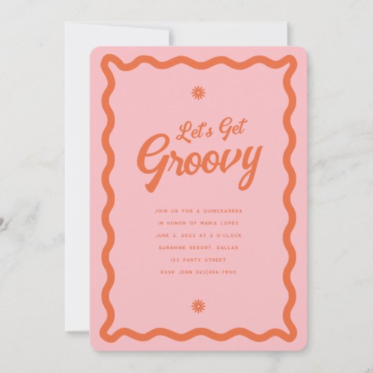 Groovy Retro 70s-thema Daisy Quinceañera Kaart (Voorkant)