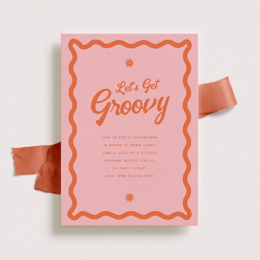 Groovy Retro 70s-thema Daisy Quinceañera Kaart