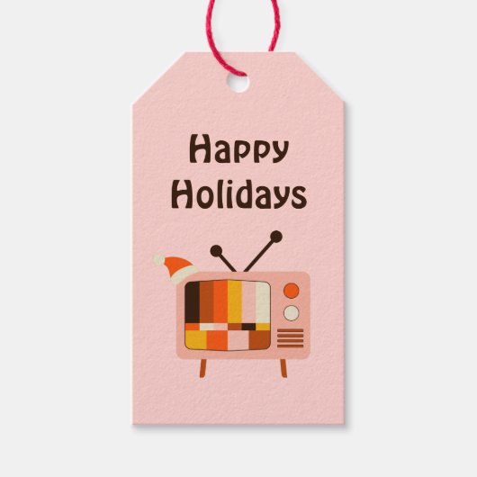 Groovy Retro 70's TV Holiday Cadeaulabel (Voorkant)