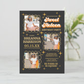 Groovy Retro 70's Typography Sweet Sixteen Kaart (Staand voorkant)