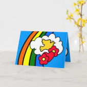 Groovy Retro 70's Verjaardag Kaart (Gele Bloem)