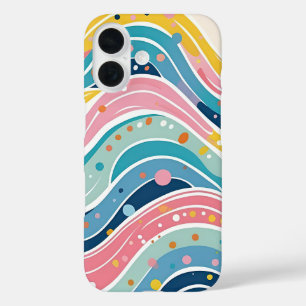 Groovy Retro 70s Wavy Abstract iPhone 16 Hoesje