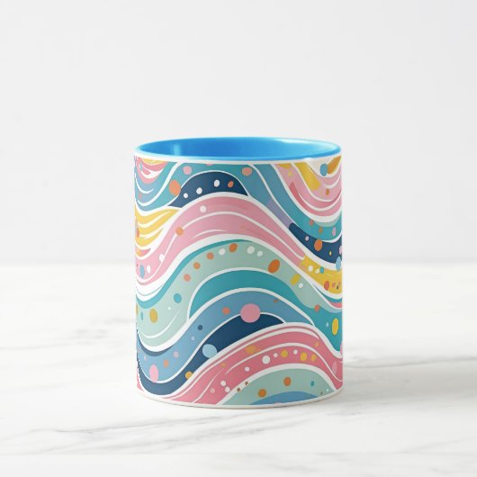 Groovy Retro 70s Wavy Abstract Pattern Mok (Midden)