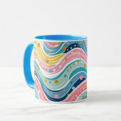 Groovy Retro 70s Wavy Abstract Pattern Mok (Voorkant links)