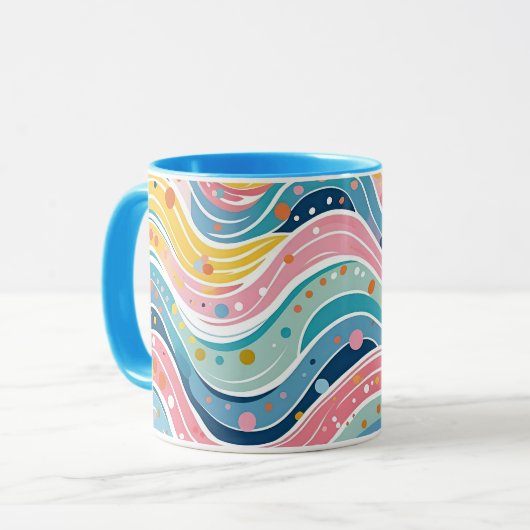 Groovy Retro 70s Wavy Abstract Pattern Mok (Voorkant links)