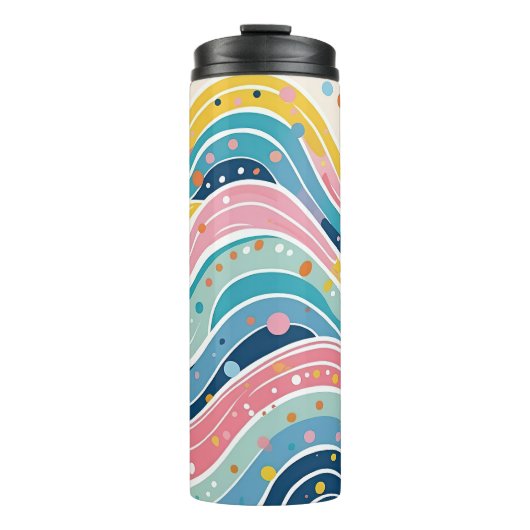 Groovy Retro 70s Wavy Abstract Pattern Thermosbeker (Voorkant)