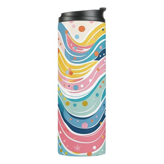 Groovy Retro 70s Wavy Abstract Pattern Thermosbeker (Gedraaid links)
