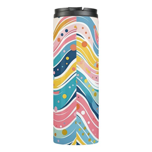 Groovy Retro 70s Wavy Abstract Pattern Thermosbeker (Achterkant)