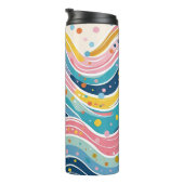 Groovy Retro 70s Wavy Abstract Pattern Thermosbeker (Geroteerd rechts)