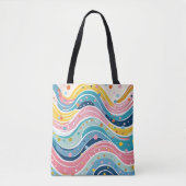 Groovy Retro 70s Wavy Abstract Pattern Tote Bag (Voorkant)