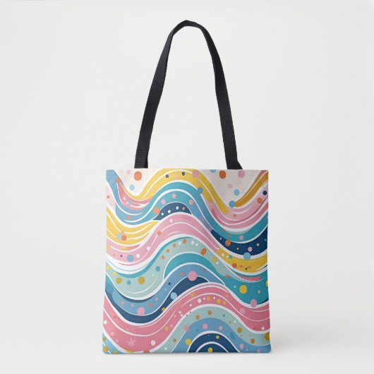 Groovy Retro 70s Wavy Abstract Pattern Tote Bag (Voorkant)