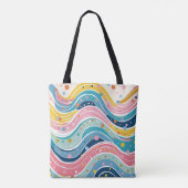 Groovy Retro 70s Wavy Abstract Pattern Tote Bag (Achterkant)