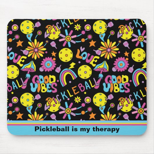 Groovy, retro 90, zwart muismat (Voorkant)