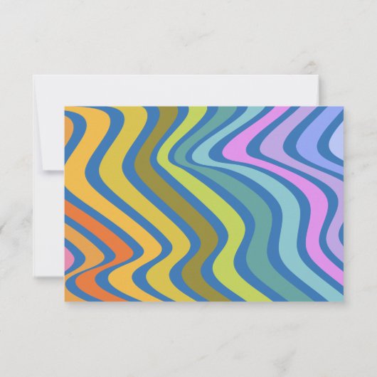 Groovy Retro Abstract Blue Custom Vrijgezellenfees Bedankkaart (Achterkant)