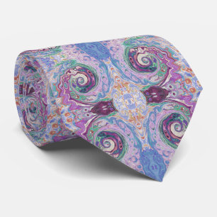 Groovy Retro Abstract Paarse en Bruine Draaikolk Stropdas