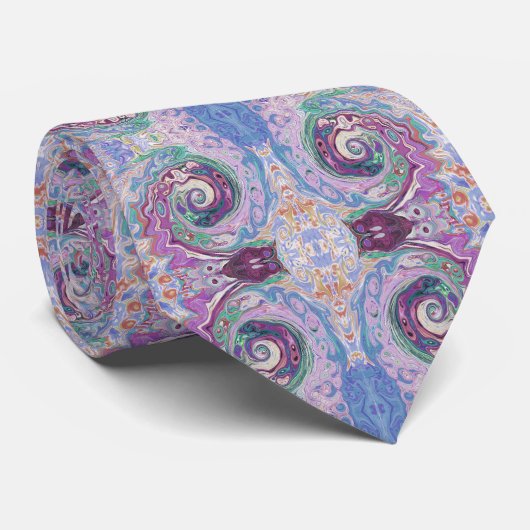 Groovy Retro Abstract Paarse en Bruine Draaikolk Stropdas (Opgerold)