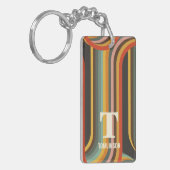 Groovy retro Abstracte lijnen monogram Sleutelhanger (Voorkant Links)