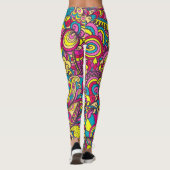 Groovy Retro Abstracte Moderne Stijl Trendy Doodle Leggings (Achterkant)