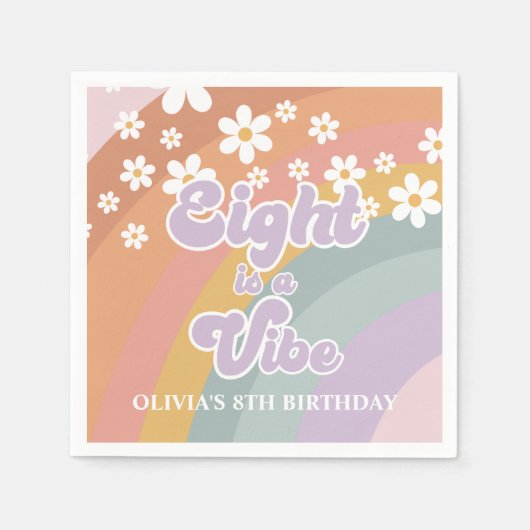 Groovy Retro acht is een Vibe Rainbow Servet (Voorkant)
