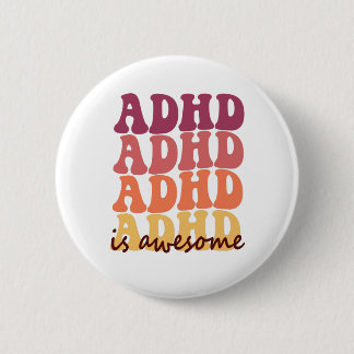 Groovy Retro Adhd is geweldige Funny Neurodivergen Ronde Button 5,7 Cm