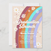 Groovy retro aquarel afstudeer brunch kaart (Voorkant)