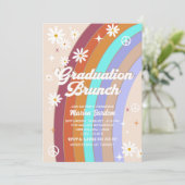 Groovy retro aquarel afstudeer brunch kaart (Staand voorkant)