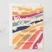 Groovy retro aquarel afstudeerbrunch kaart (Voorkant)