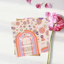 Groovy retro aquarel een baby vieren 