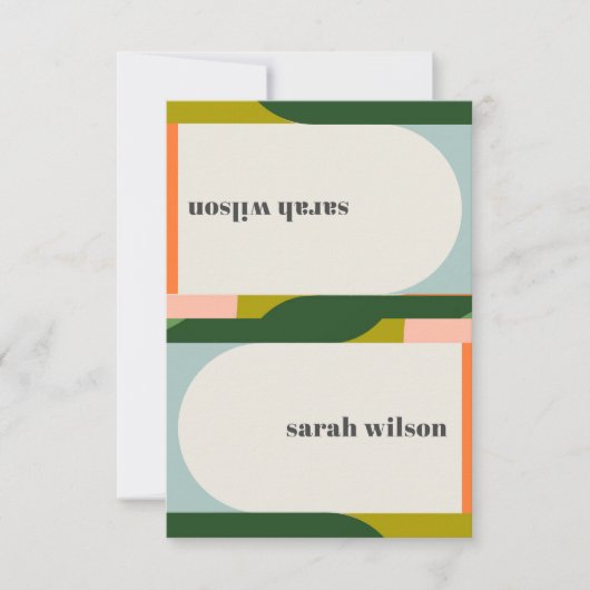 Groovy Retro Arch Abstracte Tent Naam Tag Kaart (Voorkant)