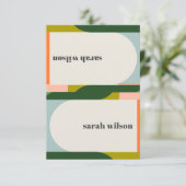 Groovy Retro Arch Abstracte Tent Naam Tag Kaart (Staand voorkant)