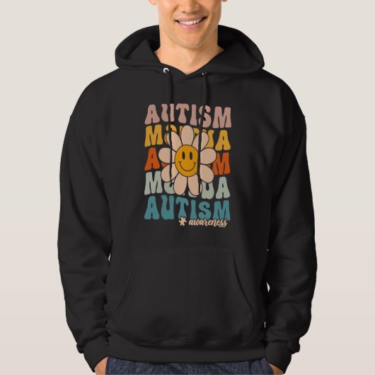 Groovy Retro Autism Awareness Month Puzzle Piece S Hoodie (Voorkant)
